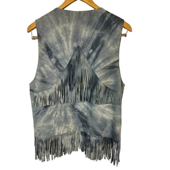 What goes Around Comes Around Goat Leather Fringed Vest Festival Boho Hippie M - Picture 10 of 12
